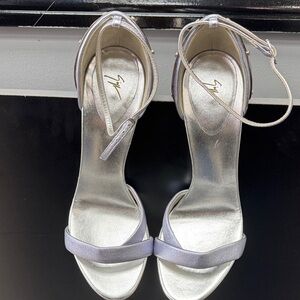 Giuseppe Zanotti Metallic Silver Ankle Strap Heels